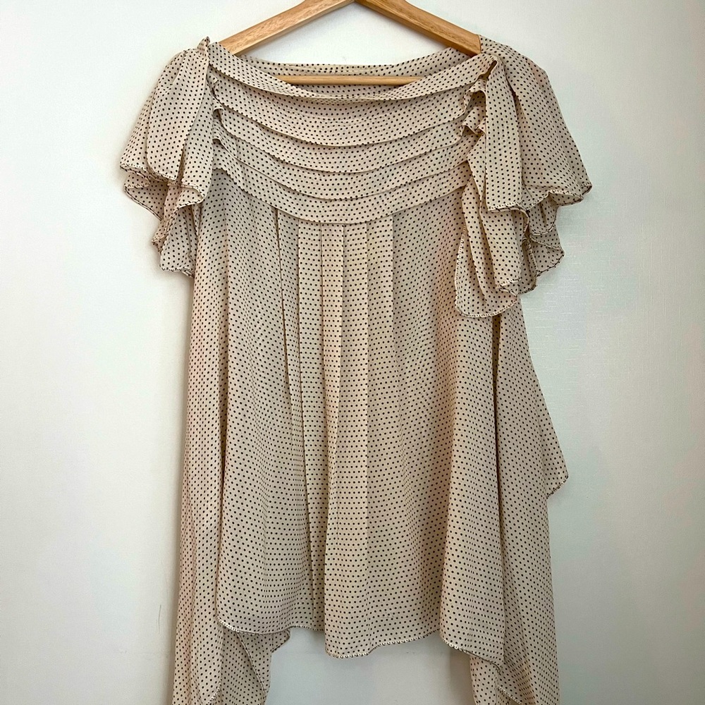 Max Studio Polka Dots Top Ivory